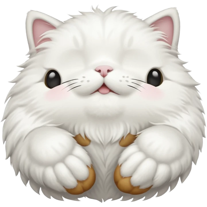 white cat fluffy paw, from the bottom, cute emoji