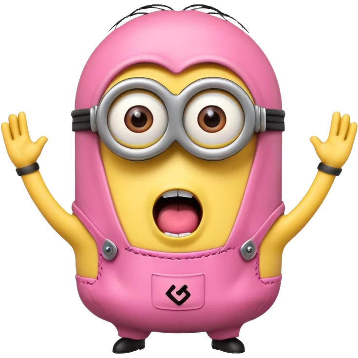 A pink screaming minion emoji