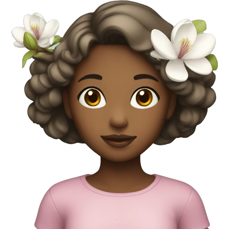 Girl with magnolia emoji