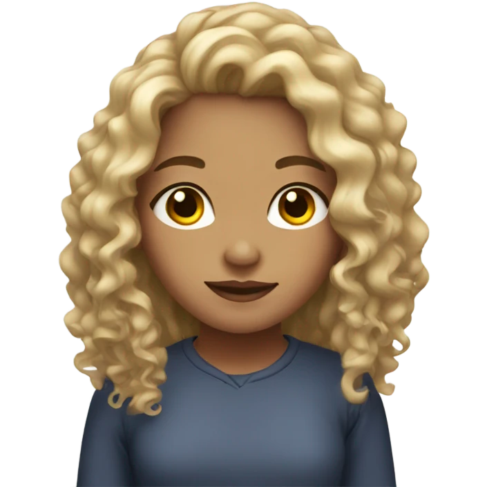 Girl with light skin and long curly hair emoji