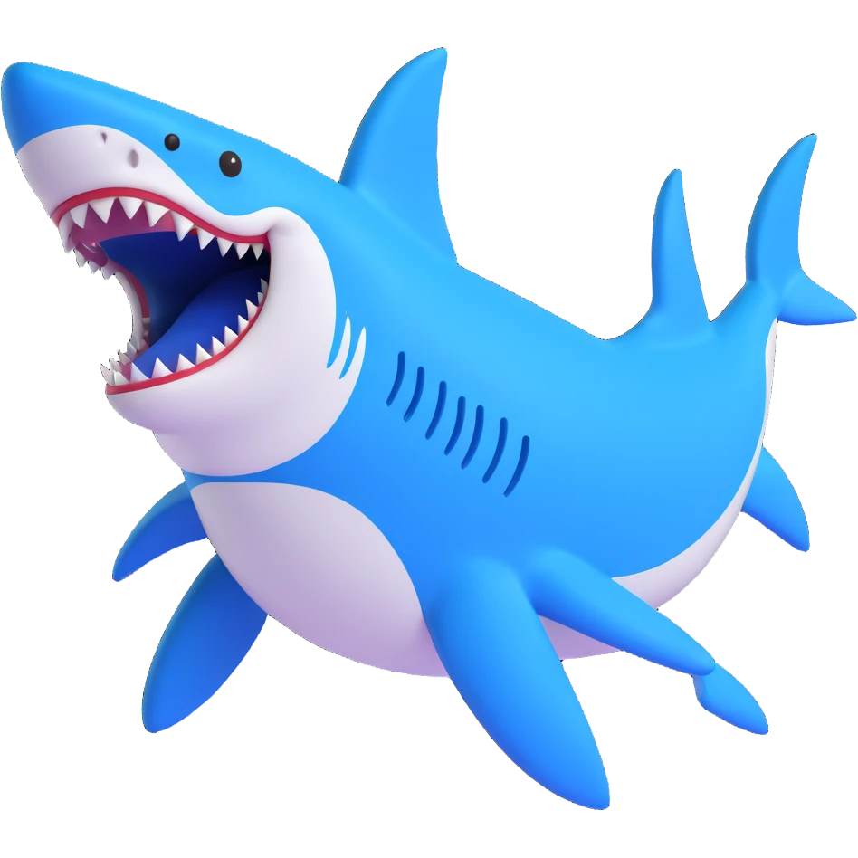 a shark walking with blue shoes emoji
