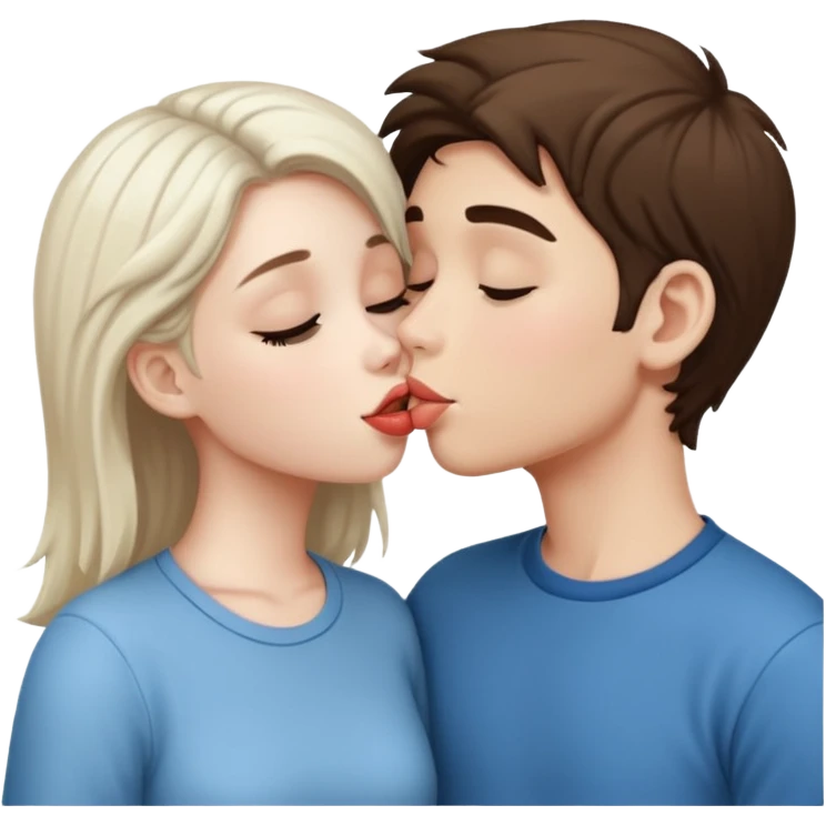 A Cute white skin  boy kissing a white skin girl  emoji