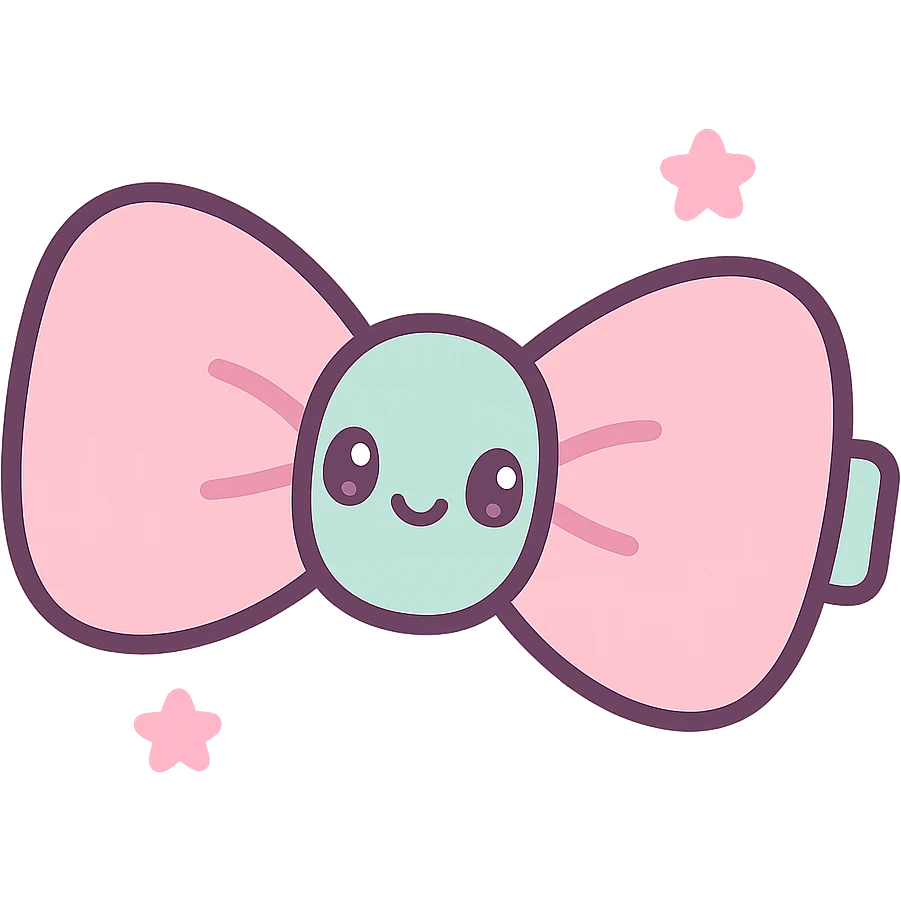 hairclip in bow shape, kawaii style, pastel colors, cartoon, isolated, no hair emoji