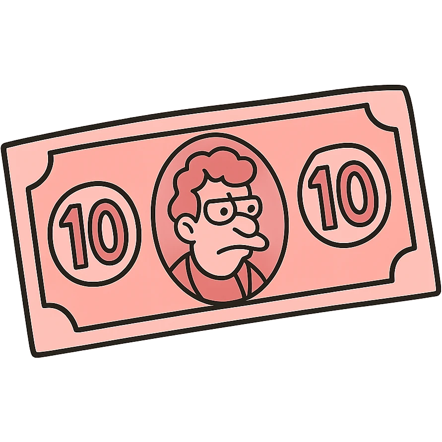 flat toon style pink cash emoji