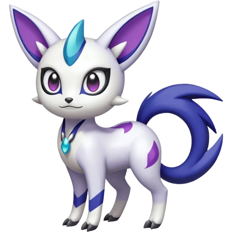 Shiny White with Violet and Indigo markings Meloetta-Absol-Zangoose-Pokémon-Fakémon-fusion-hybrid-creature emoji