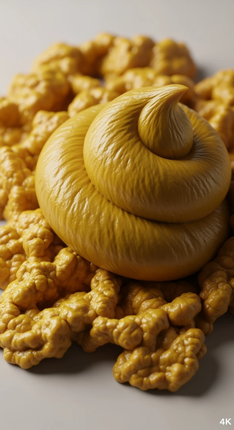 feci molli E GIALLINE VISTE DALL'ALTO, iperrealistico 4k emoji