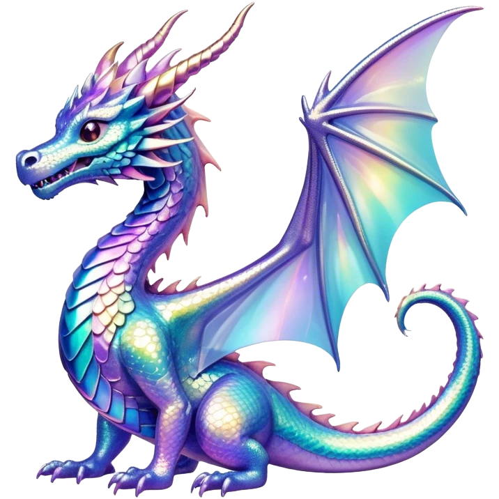 Sparkly glossy Pastel iridescent glass dragon emoji