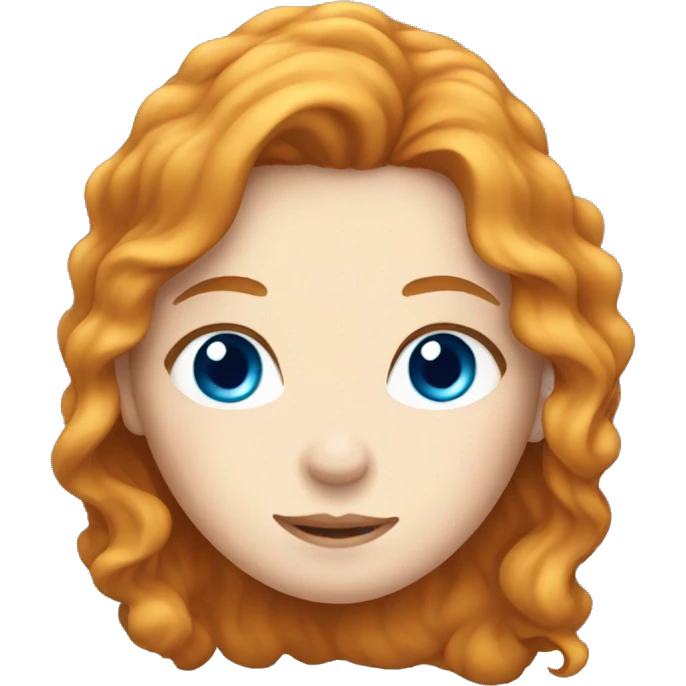 pale girl with long wavy ginger hair, blue eyes emoji