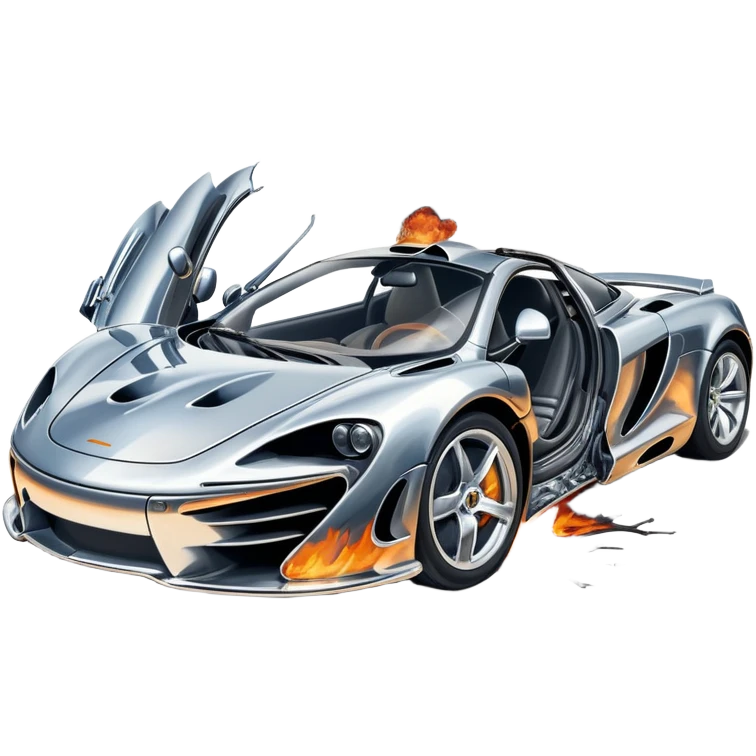 sorayama mclaren car crash fire and smoke emoji