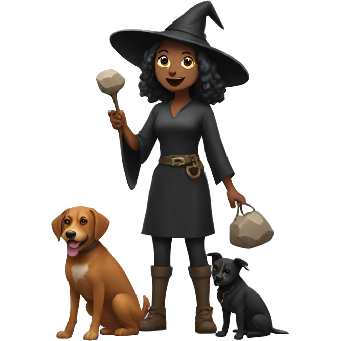 Witch with dogs selling rocks  emoji