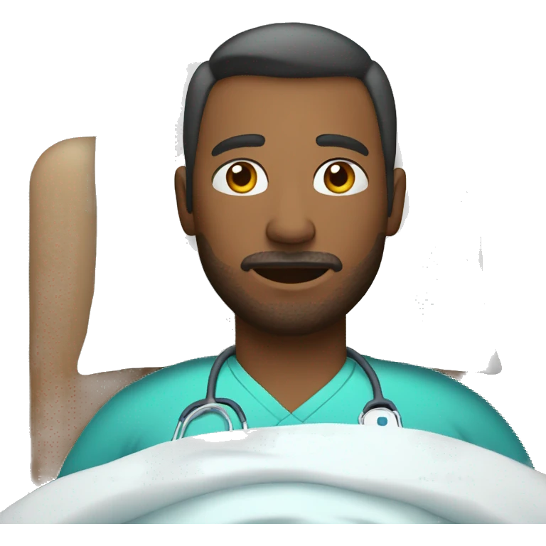 man in a bed in hospital emoji