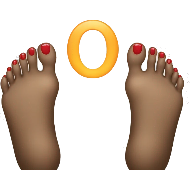 feet with O7 written emoji
