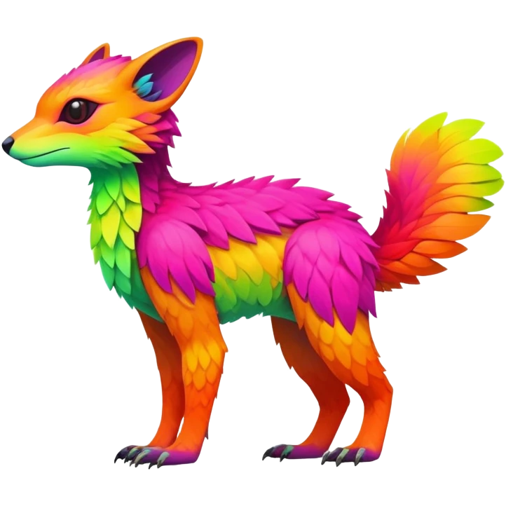 Exotic Tropical futuristic lush warm-colored neon-colored Fakémon-Trico-creature (full body) emoji