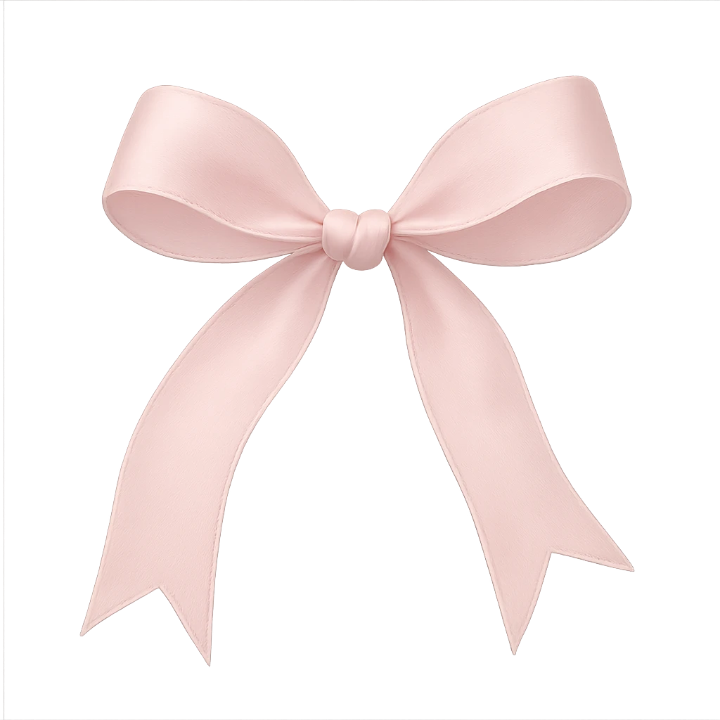 aesthetic pink bow, pastel pink, delicate ribbon, gentle curves emoji