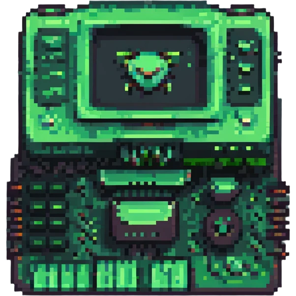 Nvidia GPU, pixel art style, retro computer hardware look, green and black palette emoji