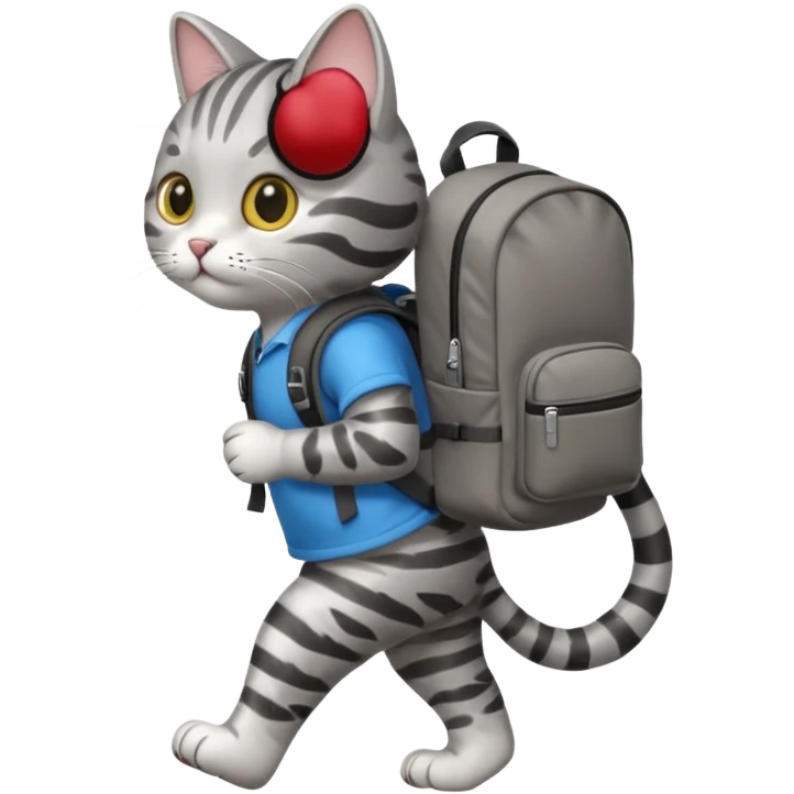 a cat walking with a backpack
 emoji