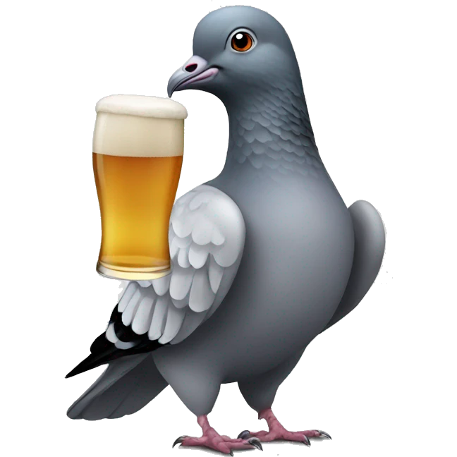 pigeon holding a beer emoji