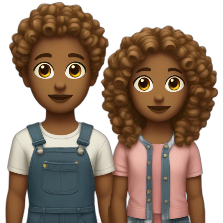 Twins with curly hair emoji