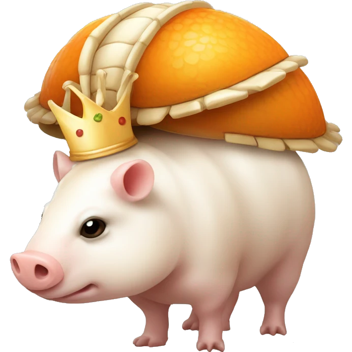 Orange and white piebald chubby round armadillo pig panda centipede armadillo wearing a crown emoji