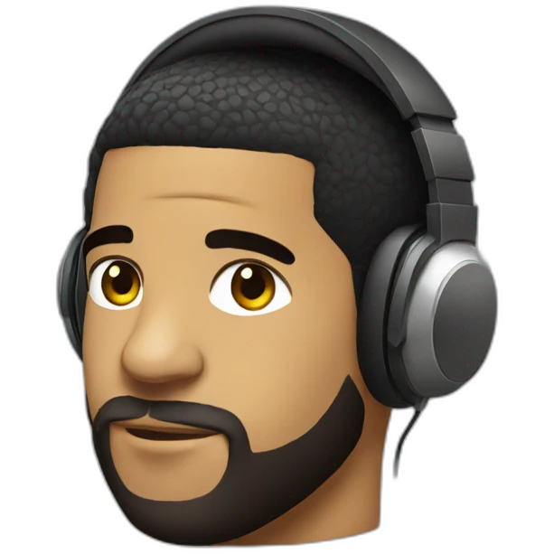 Drake wearing a headphone emoji