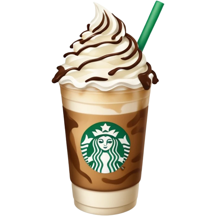 Iced white chocolate mocha Starbucks coffee with whipped cream emoji
