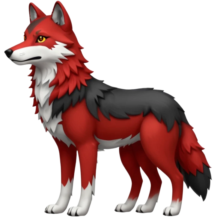 Full body red and black wolf with white accents  emoji