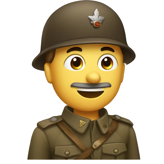 a saluting emoji with a brown german soldier cap emoji