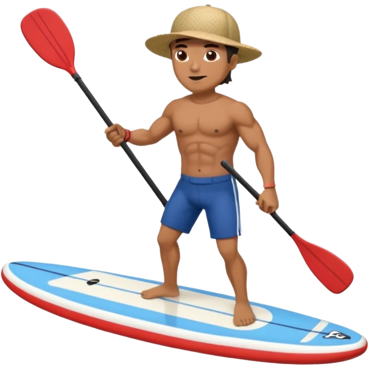 Mexican surfer with  a baseball cap Muscular  no mustache Paddle boarding Mexican man emoji