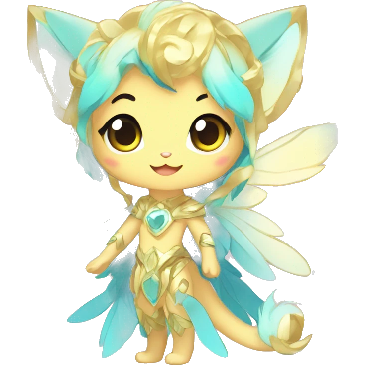 Cute Kawaii Chibi Anthro Sona Colorful Ethereal Pretty see Godly Celestial Shiny Fakemon Full Body emoji