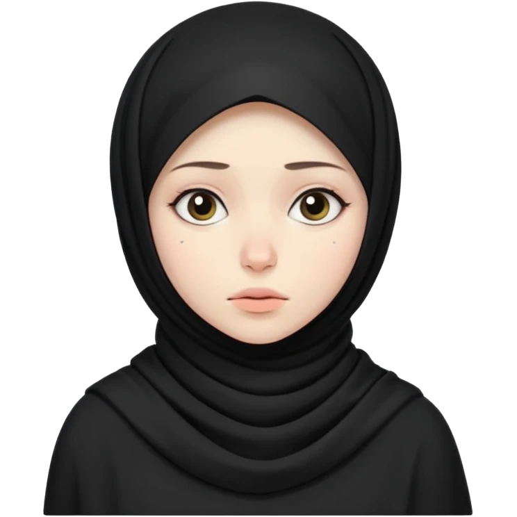 sick and tired woman in black hijab more expressive and cuter style of drawing emoji