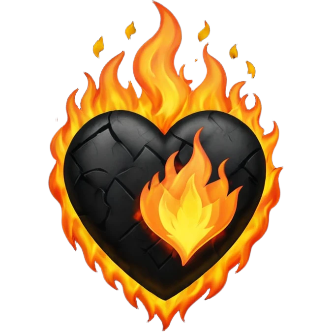 Black hearts on fire  emoji