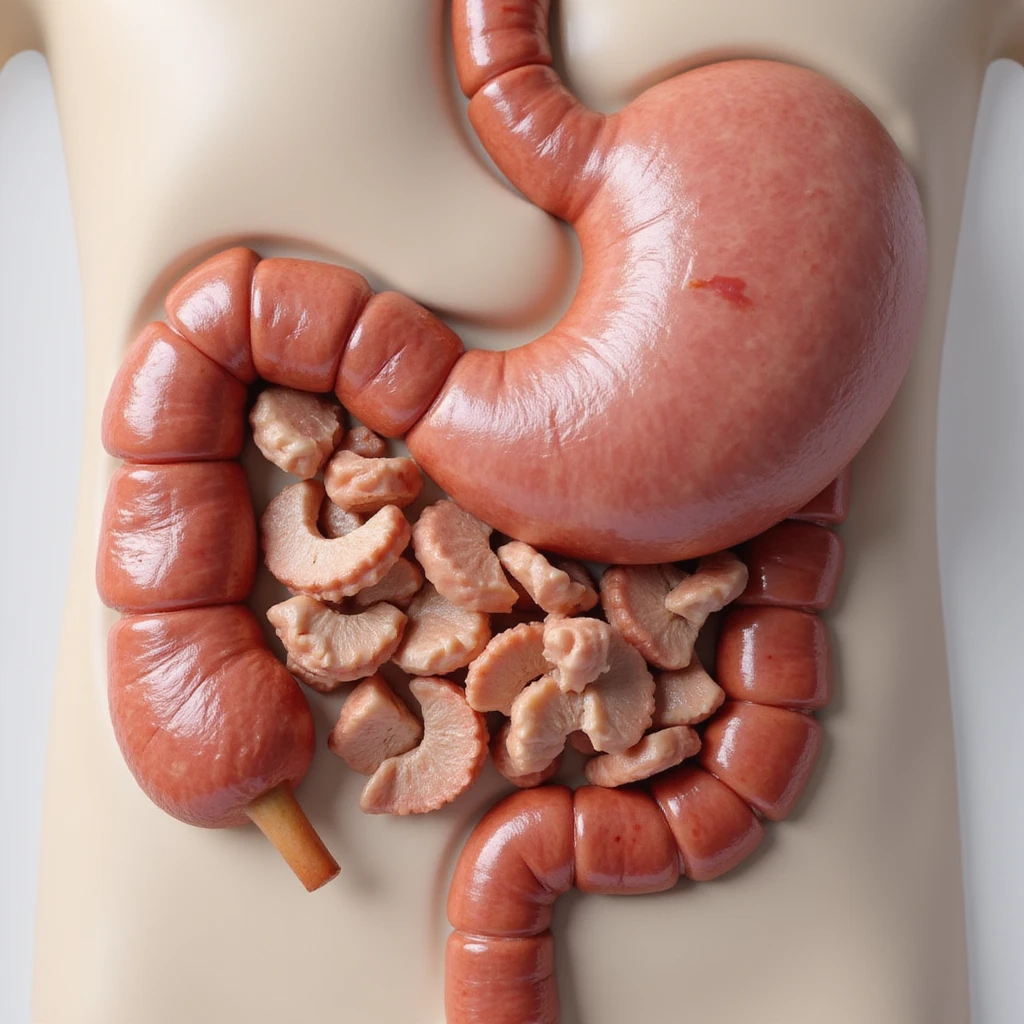 realistic human stomach, medical illustration style emoji