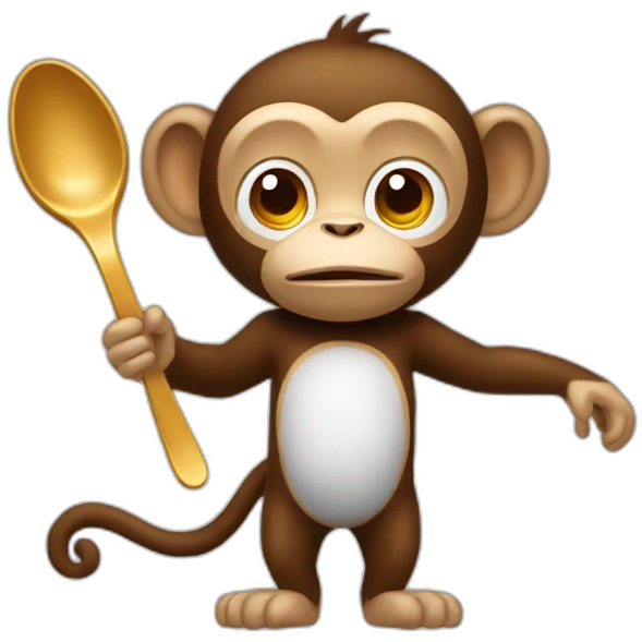 Monkey with 2 big spoon  emoji