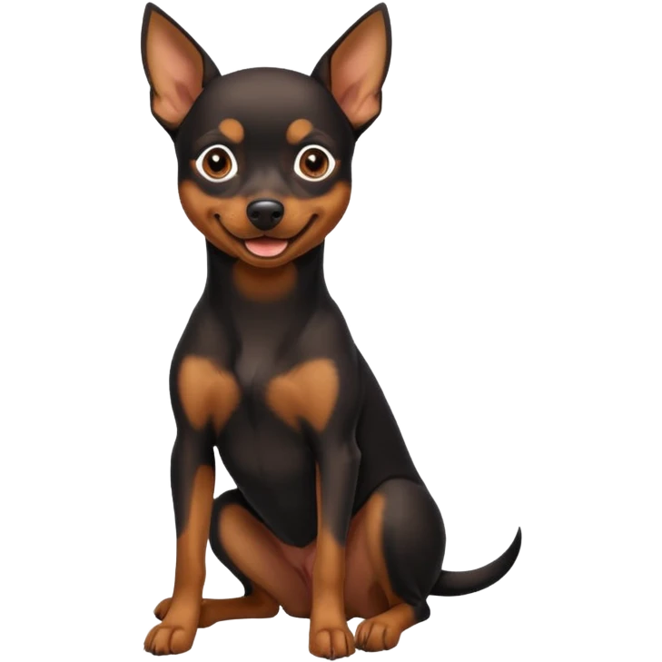 a pinscher dog sitting and smiling emoji