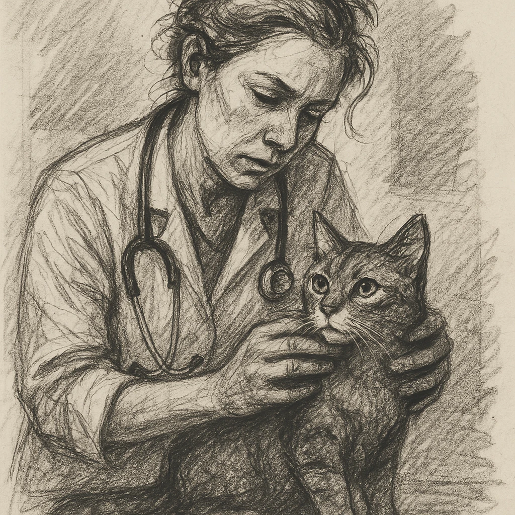 veterinarian examining a cat emoji