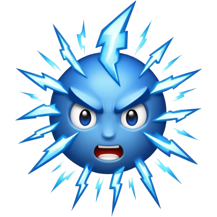 Rayos, centellas y fuego con expresiones de furia extrema azul emoji