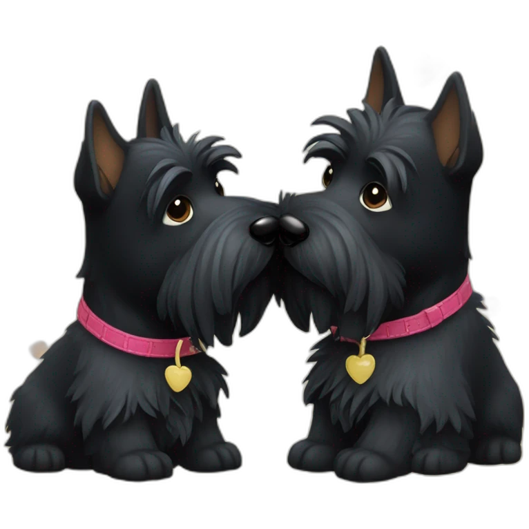 Two black Scottish terrier kissing emoji