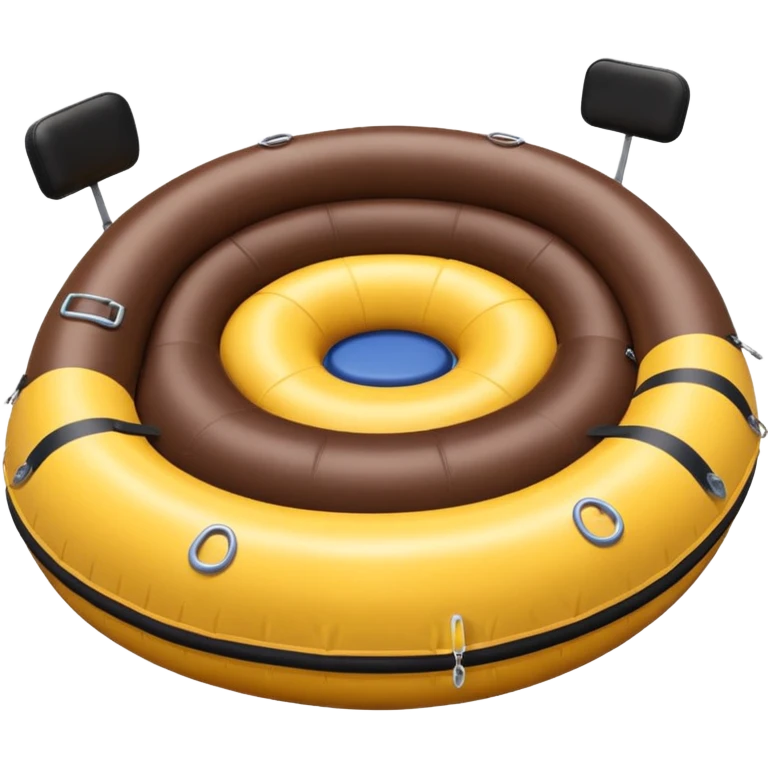 brown round shape inflatable boat with several black chairs around the perimeter emoji