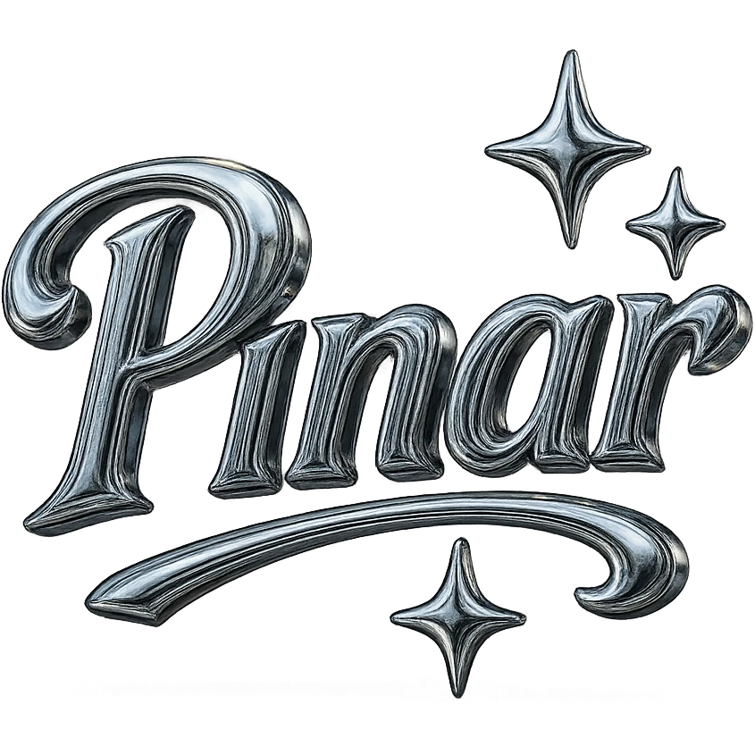 Write "Pınar" in this style, try majesty fonts. Add two or three stars around it so that it looks like this but it has a hand-drawn shape. emoji