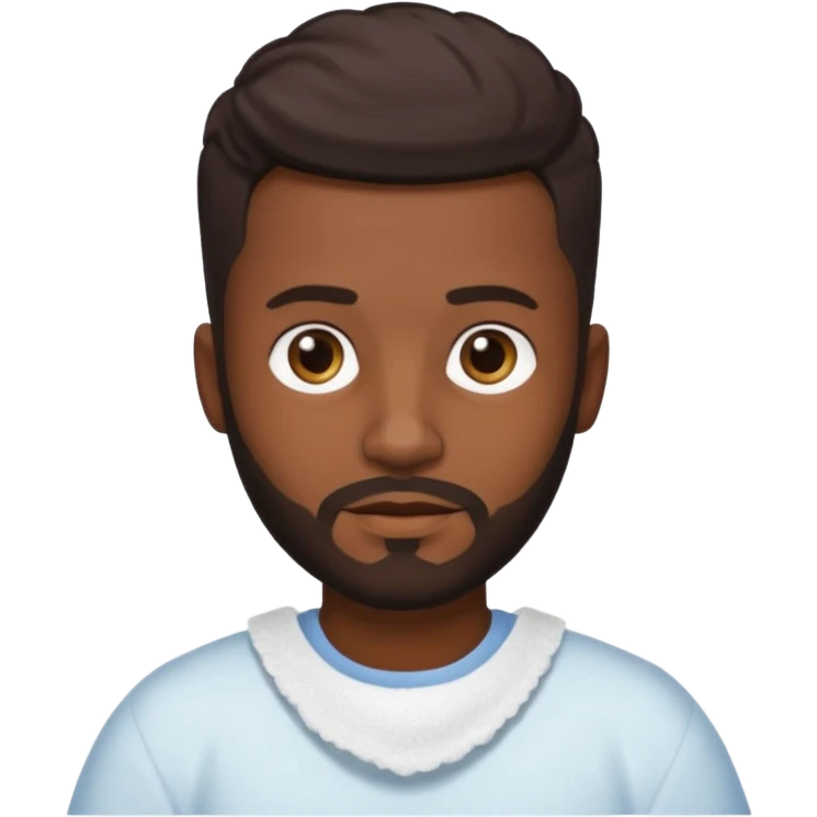 Dark brown skin man with a light beard and a nappy fade haircut with dark brown eyes emoji