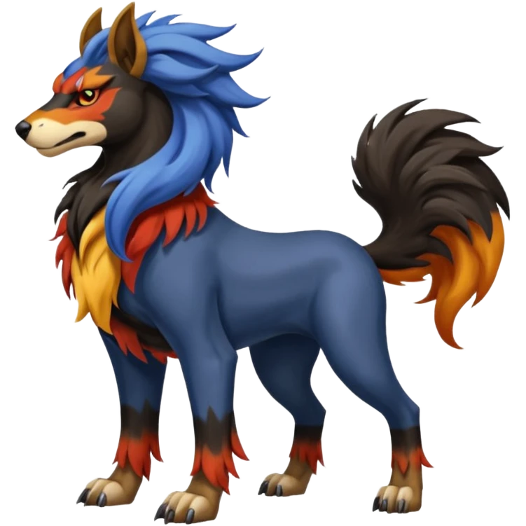 Lycanthropic Cobalt-colored Feminine Entei-Houndoom-beast (full body) emoji