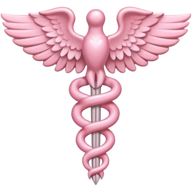Caduceus symbol, soft pastel pink, iOS emoji style, variation 3 emoji