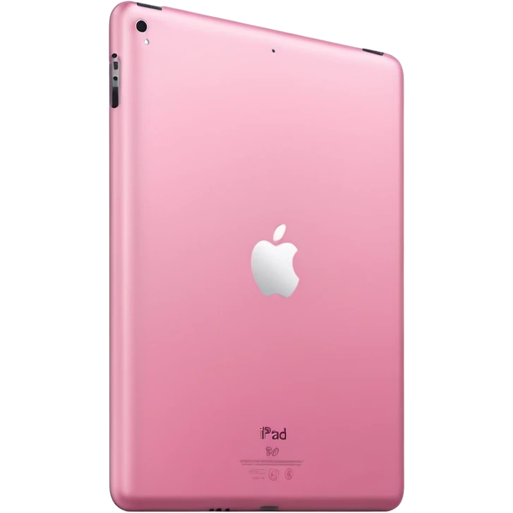  pink iPad (Apple tablet) with sleek metallic finish, minimal and modern design, soft reflections, isolated on transparent background, realistic style" emoji