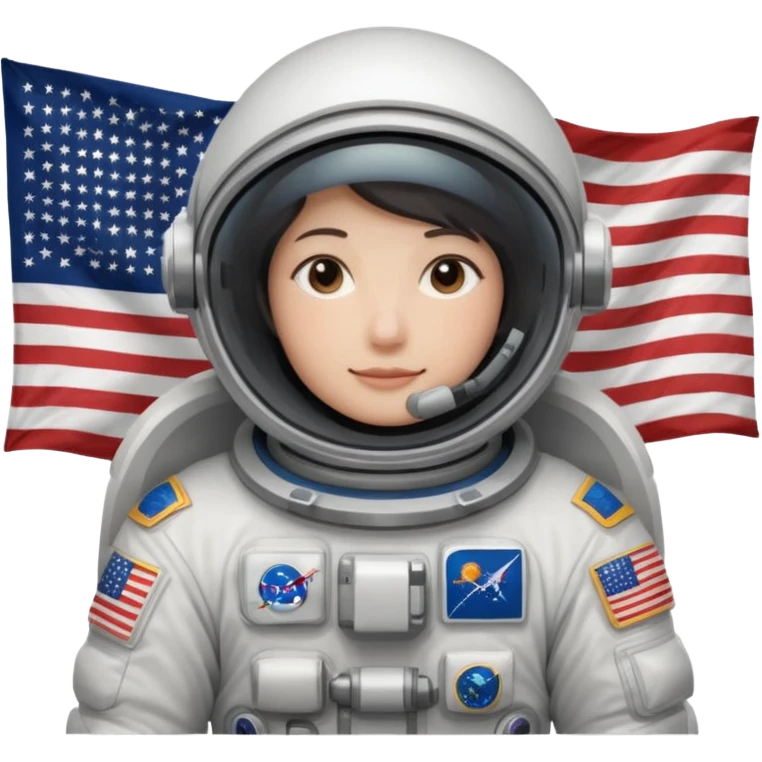 Astronaut floating in space USA no face real emoji