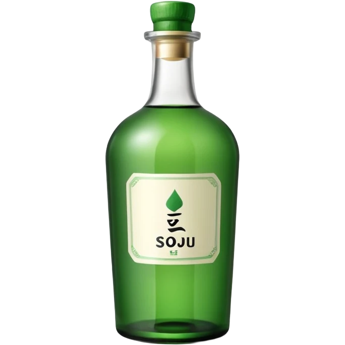 korean soju, green bottle with white label on it written 소주 emoji