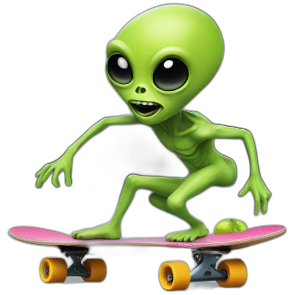 Alien on a skateboard emoji