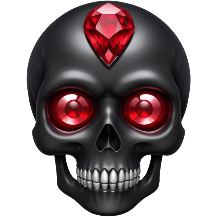 Black shiny skull with red ruby crystal as eyes  emoji