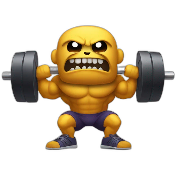 scary monster with big muscles lifting weights emoji