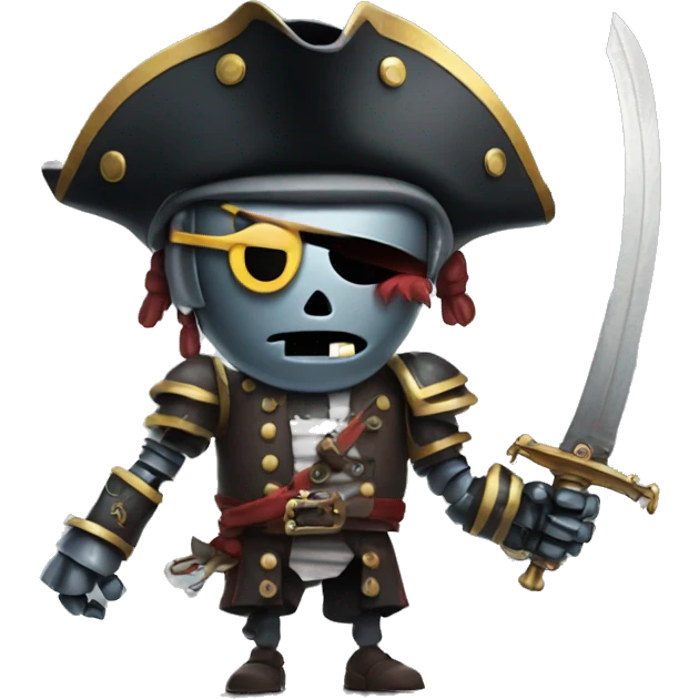 Robot Pirate with a sword emoji