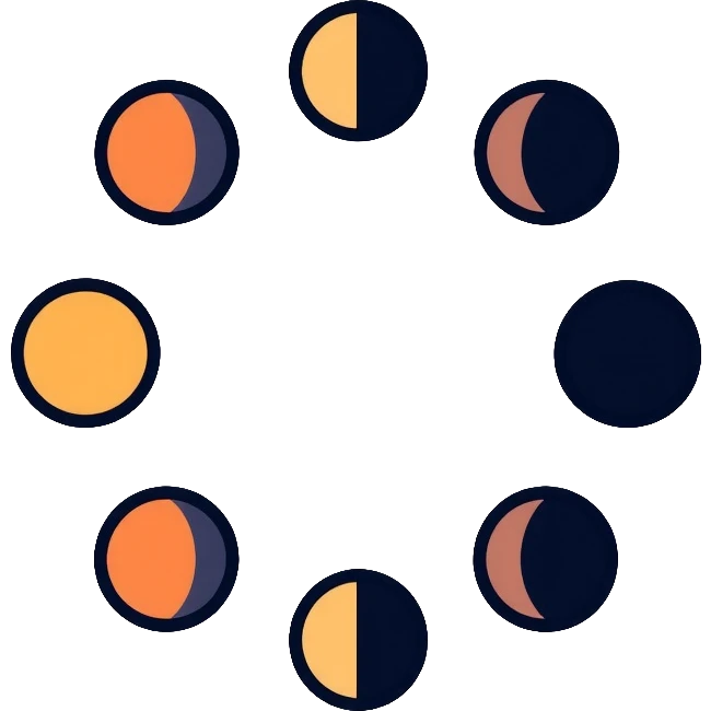 lunar month cycle showing moon phases emoji